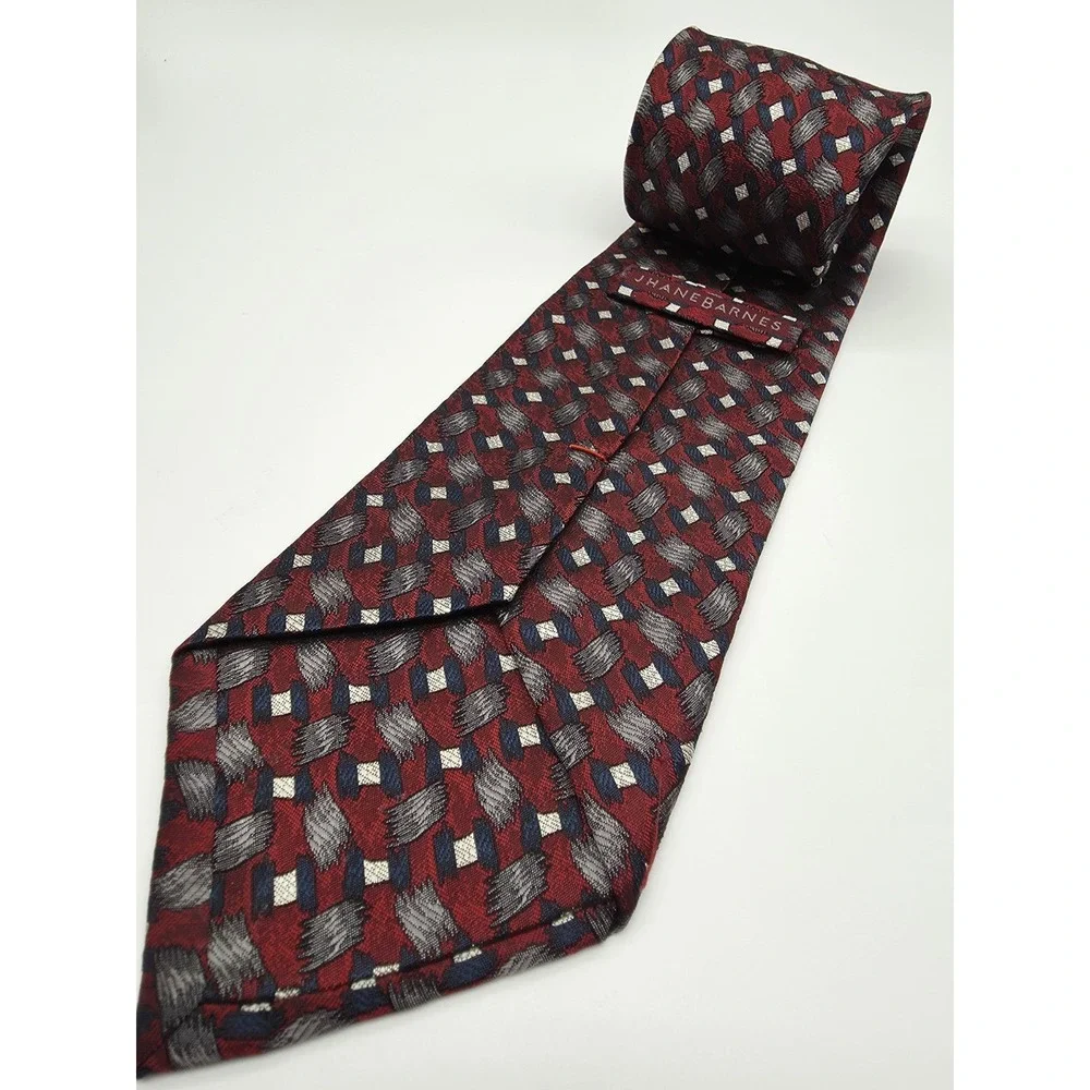 Jhane Barnes Men's Silk Necktie Multicolor Geometric Tie 57